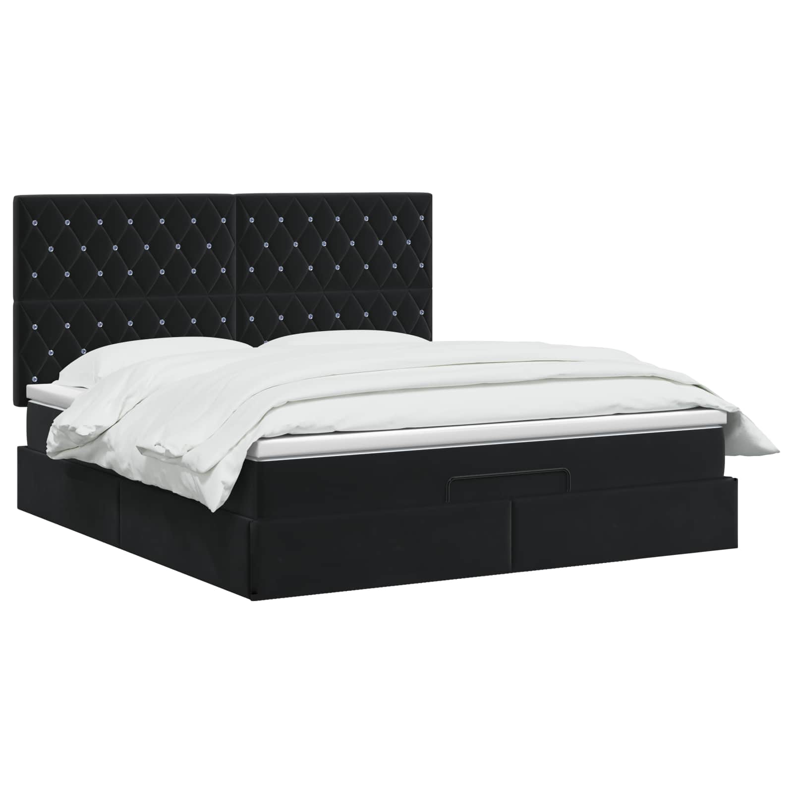 vidaXL Łóżko ottoman z materacem Czarny 140 x 190 cm Welur