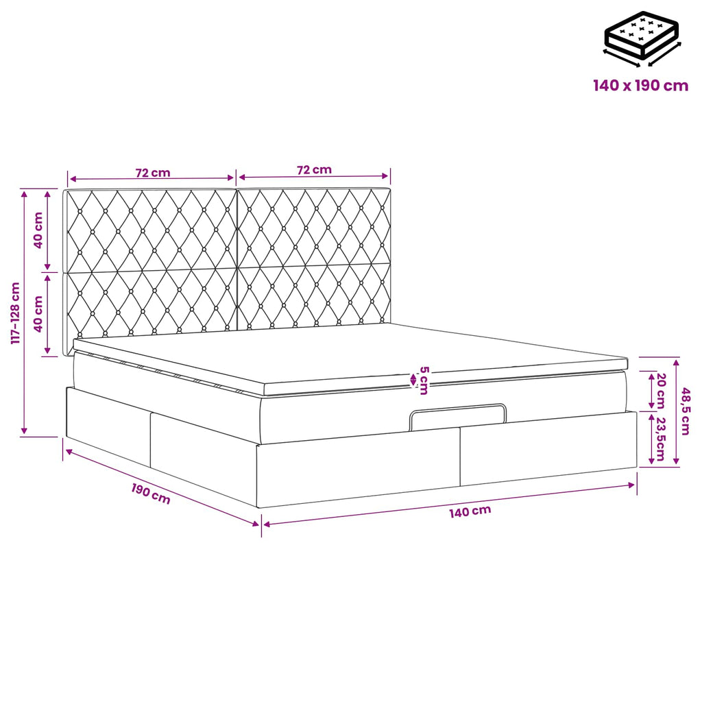 vidaXL Łóżko ottoman z materacem Ciemnozielony 140 x 190 cm Welur