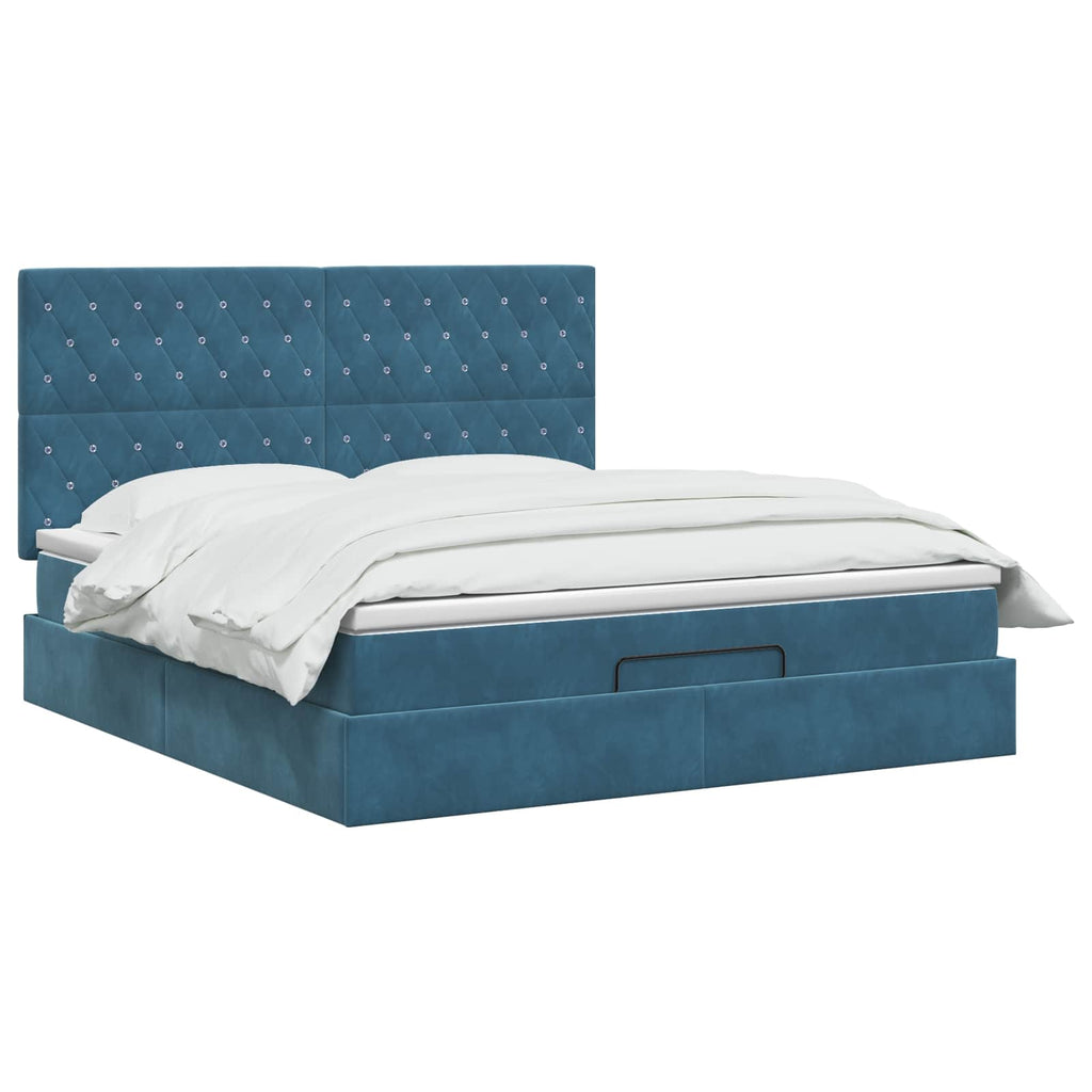 vidaXL Łóżko ottoman z materacem Ciemnoniebieski 160 x 200 cm Welur
