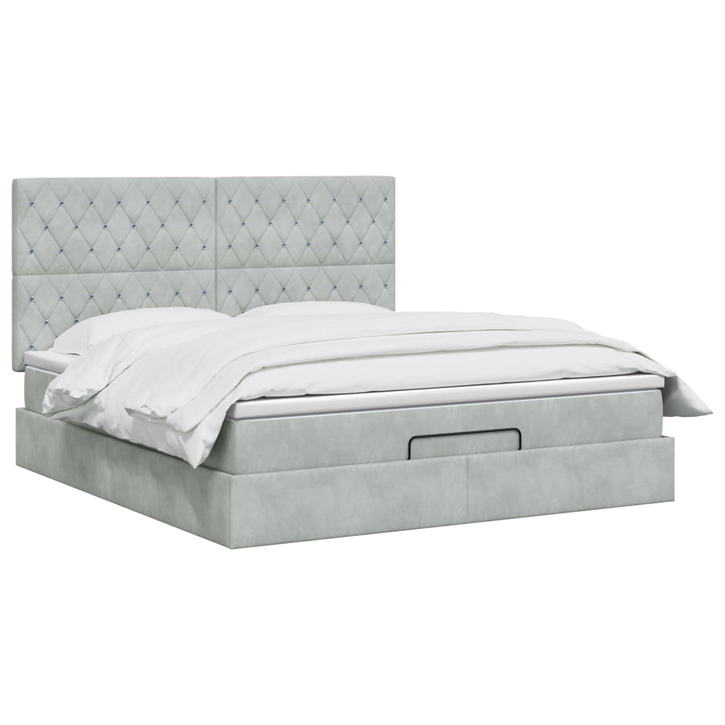 vidaXL Łóżko ottoman z materacem jasnoszary 180 x 200 cm Welur