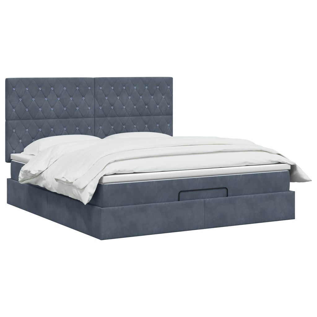 vidaXL Łóżko ottoman z materacem ciemnoszary 180 x 200 cm Welur