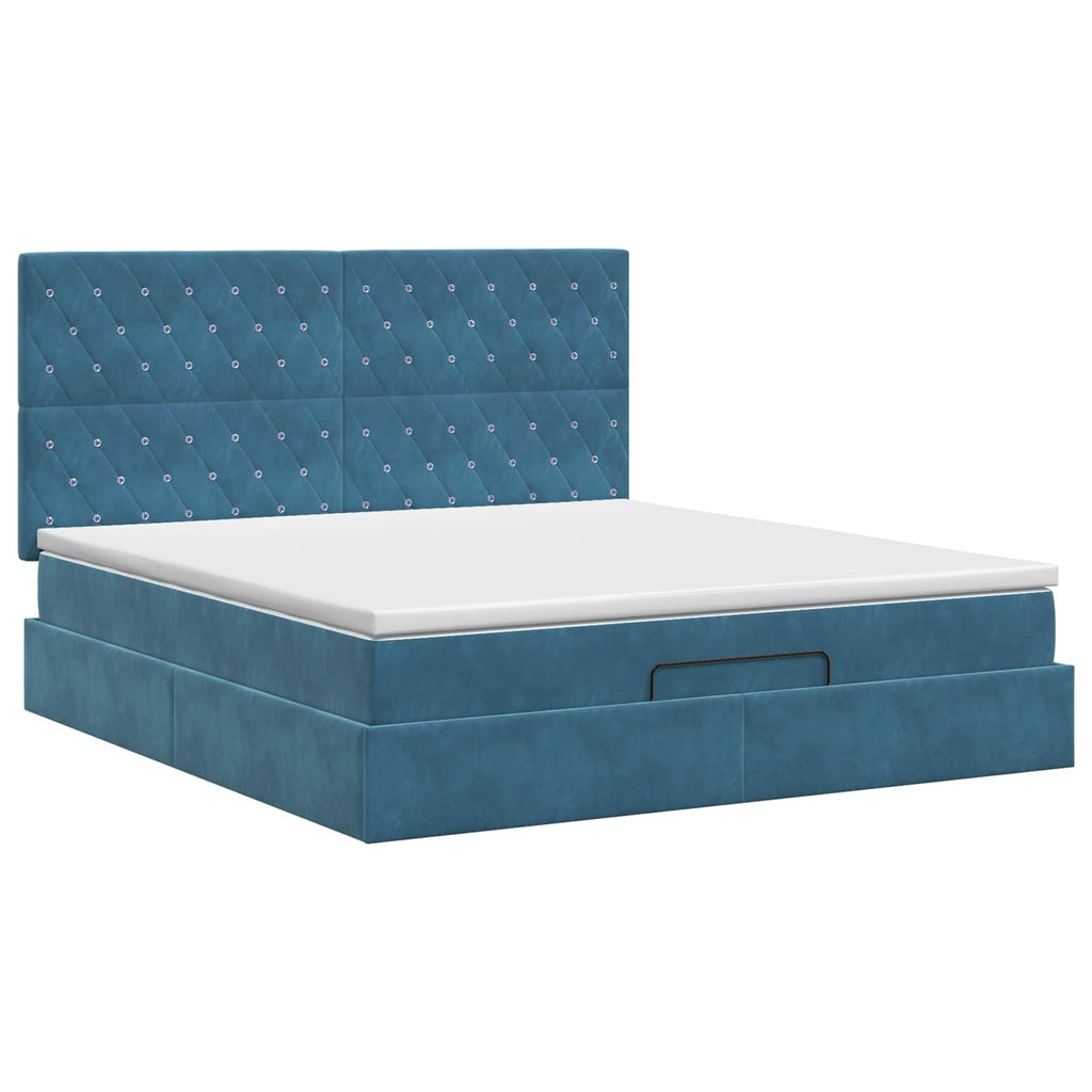vidaXL Łóżko ottoman z materacem Ciemnoniebieski 180 x 200 cm Welur