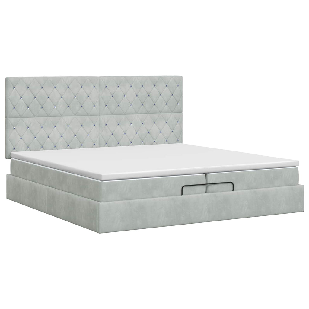 vidaXL Łóżko ottoman z materacem jasnoszary 200 x 200 cm Welur