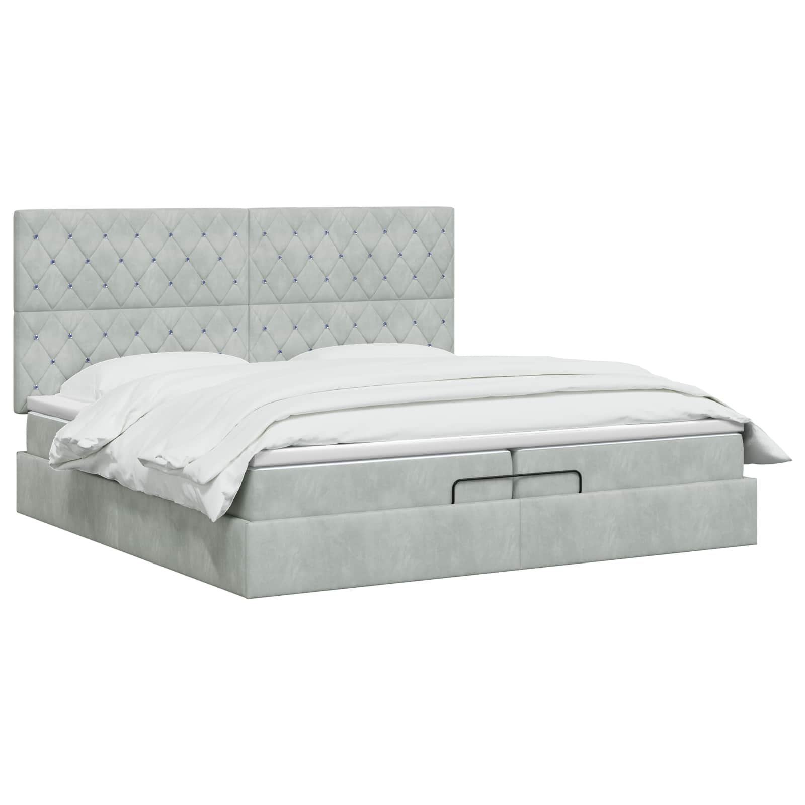 vidaXL Łóżko ottoman z materacem jasnoszary 200 x 200 cm Welur