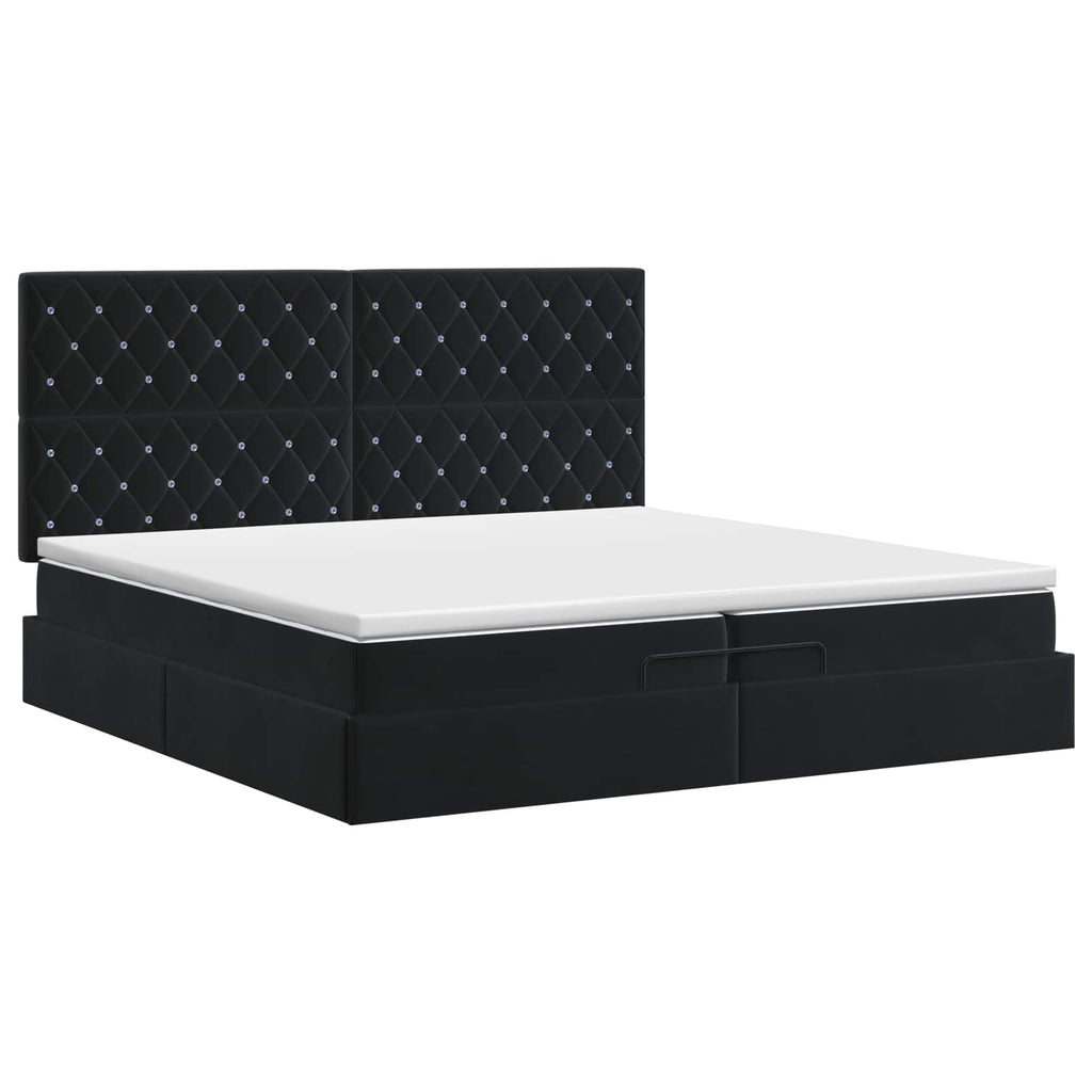 vidaXL Łóżko ottoman z materacem Czarny 200 x 200 cm Welur