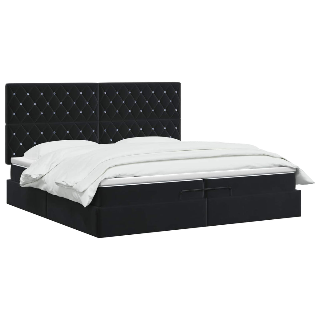 vidaXL Łóżko ottoman z materacem Czarny 200 x 200 cm Welur
