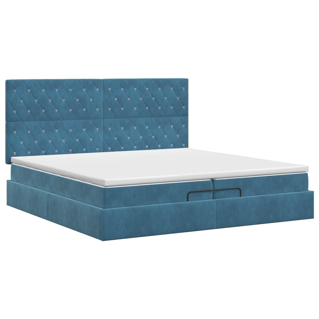 vidaXL Łóżko ottoman z materacem Ciemnoniebieski 200 x 200 cm Welur