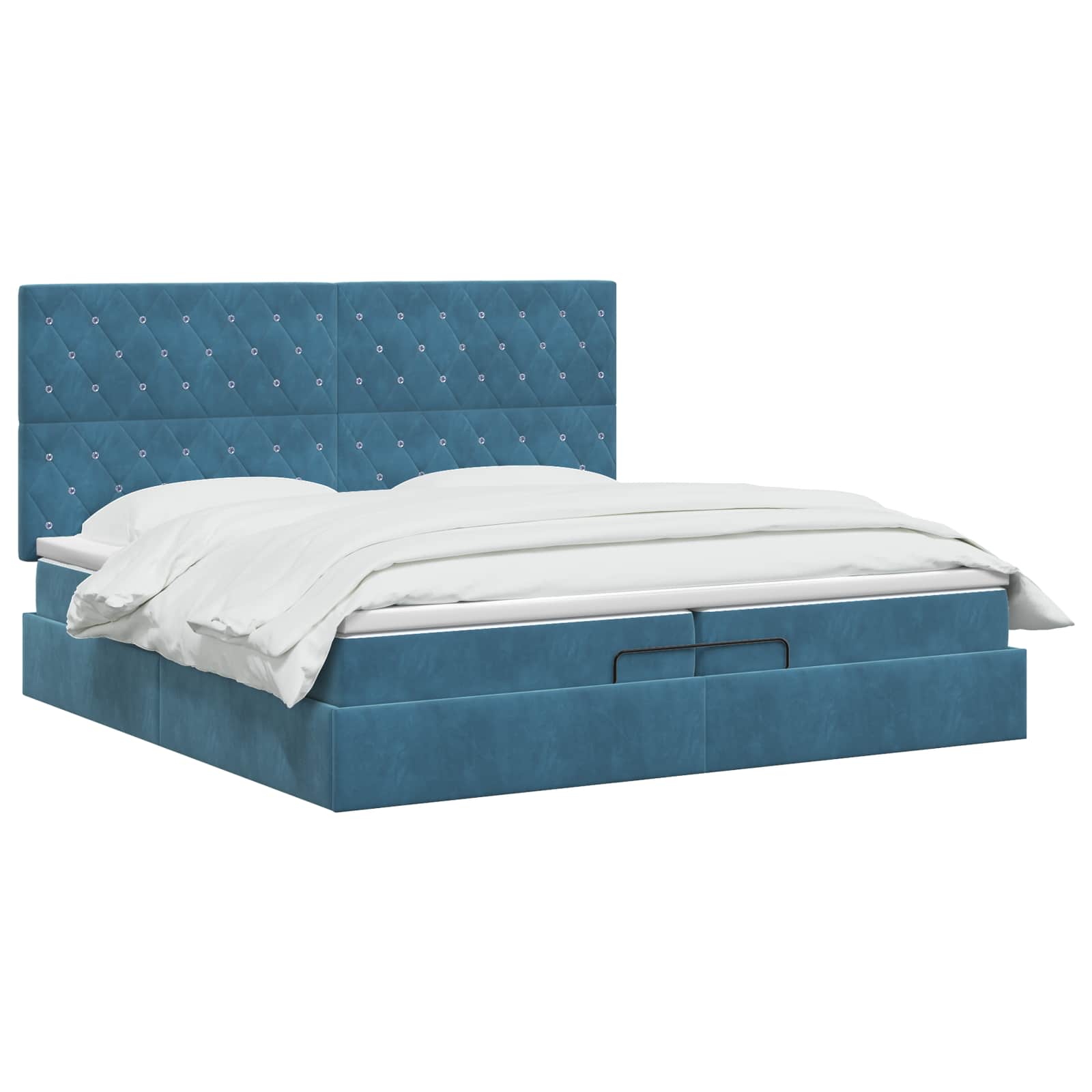 vidaXL Łóżko ottoman z materacem Ciemnoniebieski 200 x 200 cm Welur
