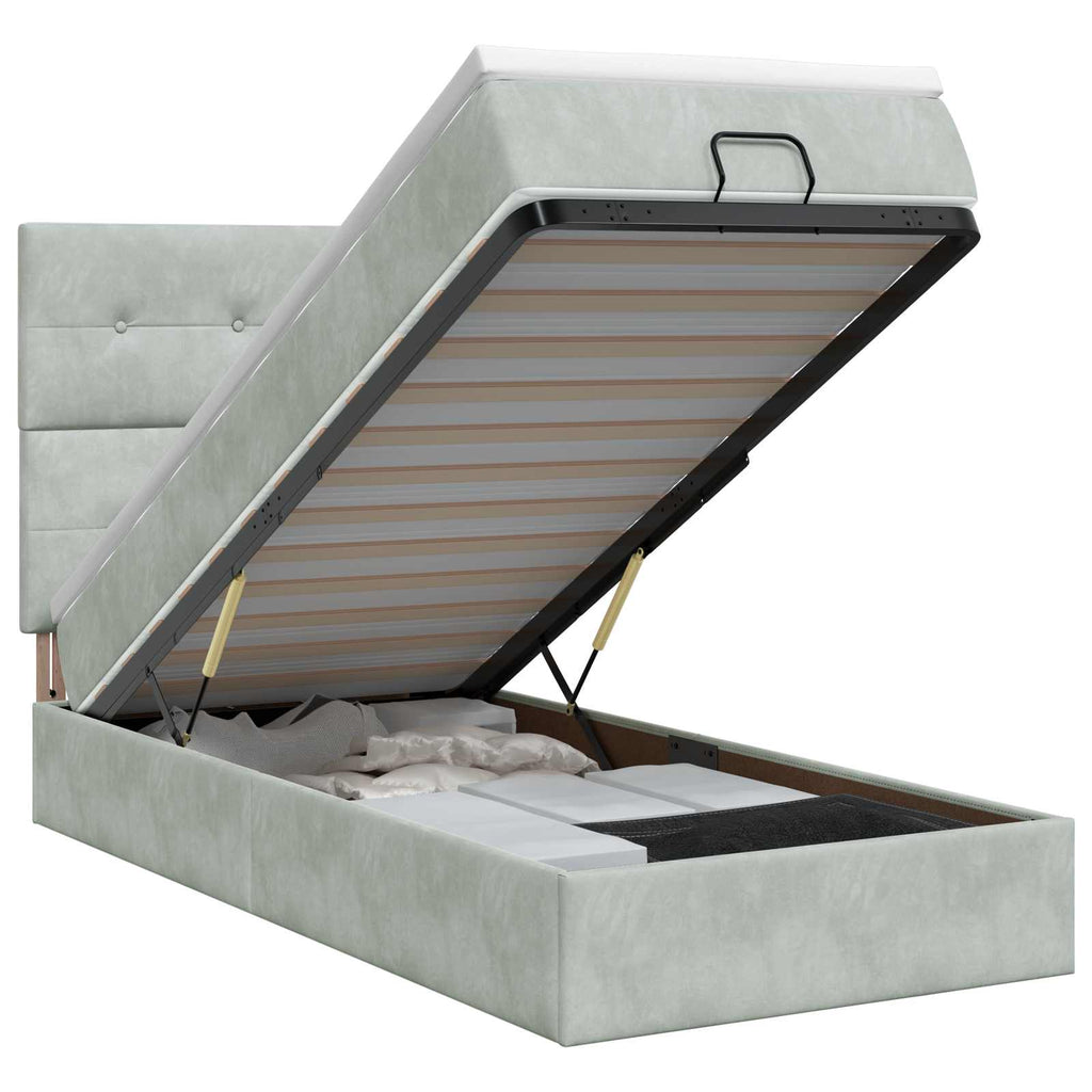 vidaXL Łóżko ottoman z materacem jasnoszary 80 x 200 cm Welur
