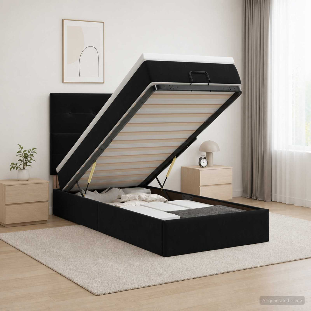 vidaXL Łóżko ottoman z materacem Czarny 80 x 200 cm Welur