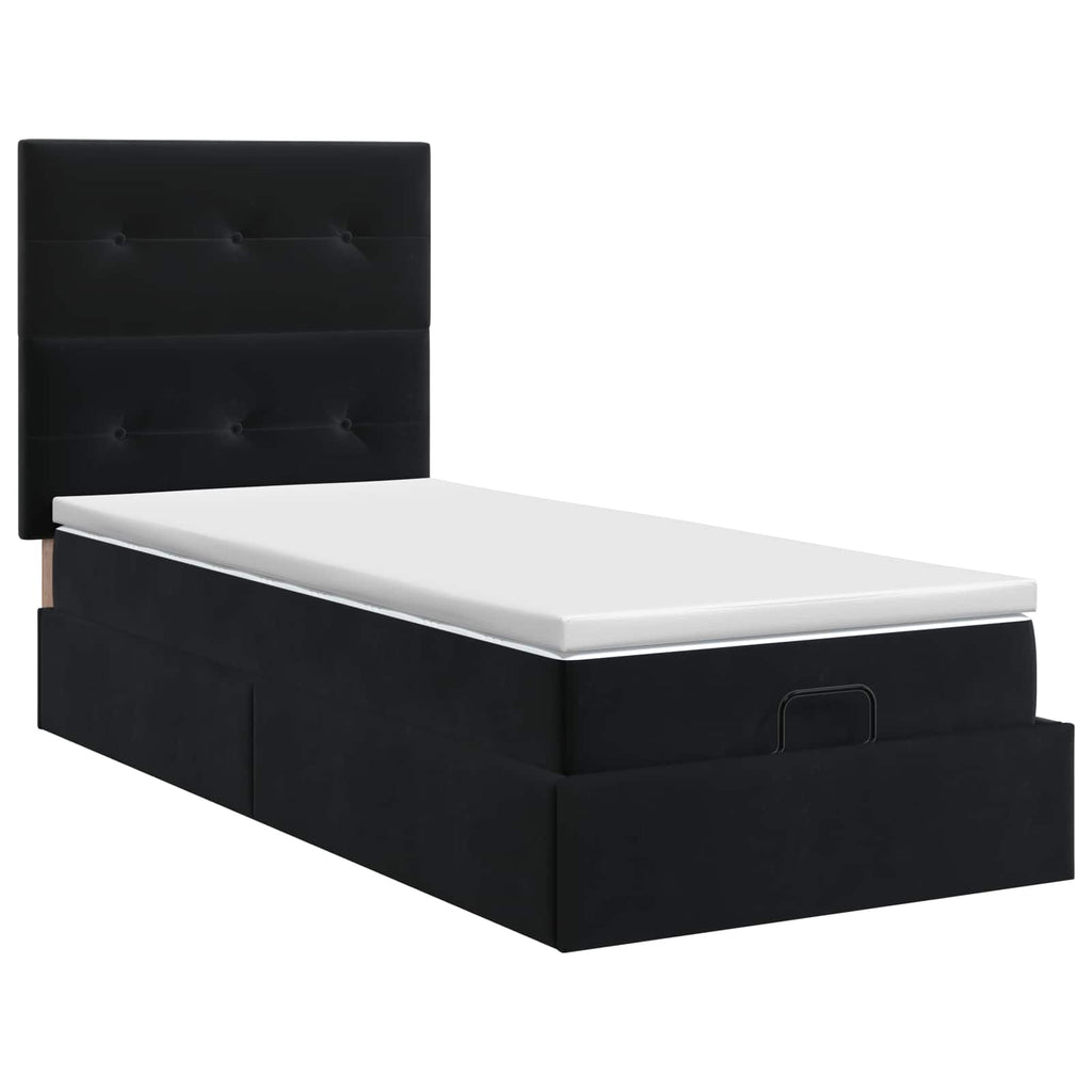 vidaXL Łóżko ottoman z materacem Czarny 80 x 200 cm Welur