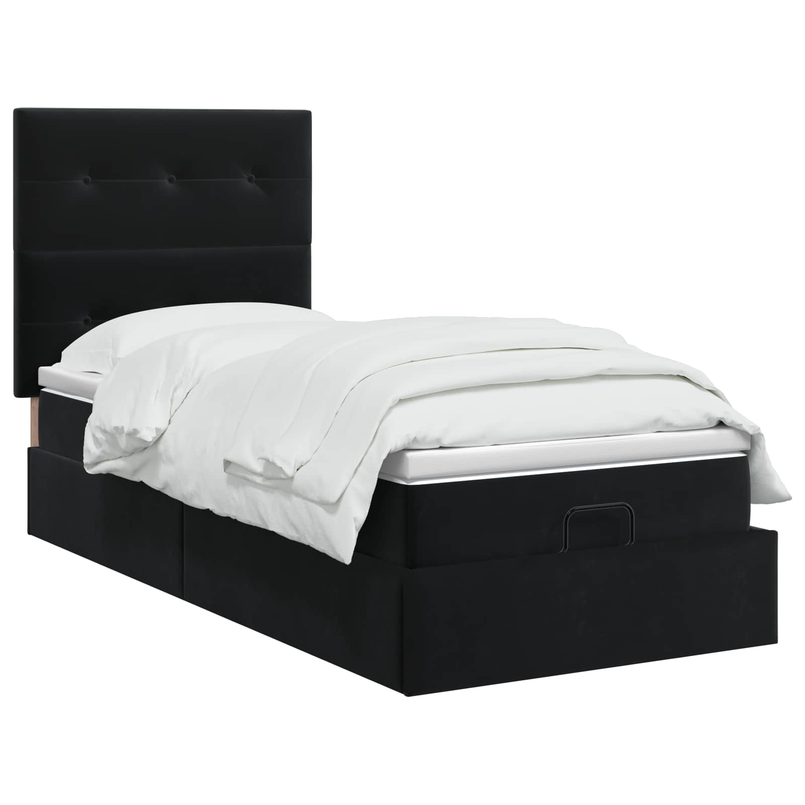 vidaXL Łóżko ottoman z materacem Czarny 80 x 200 cm Welur