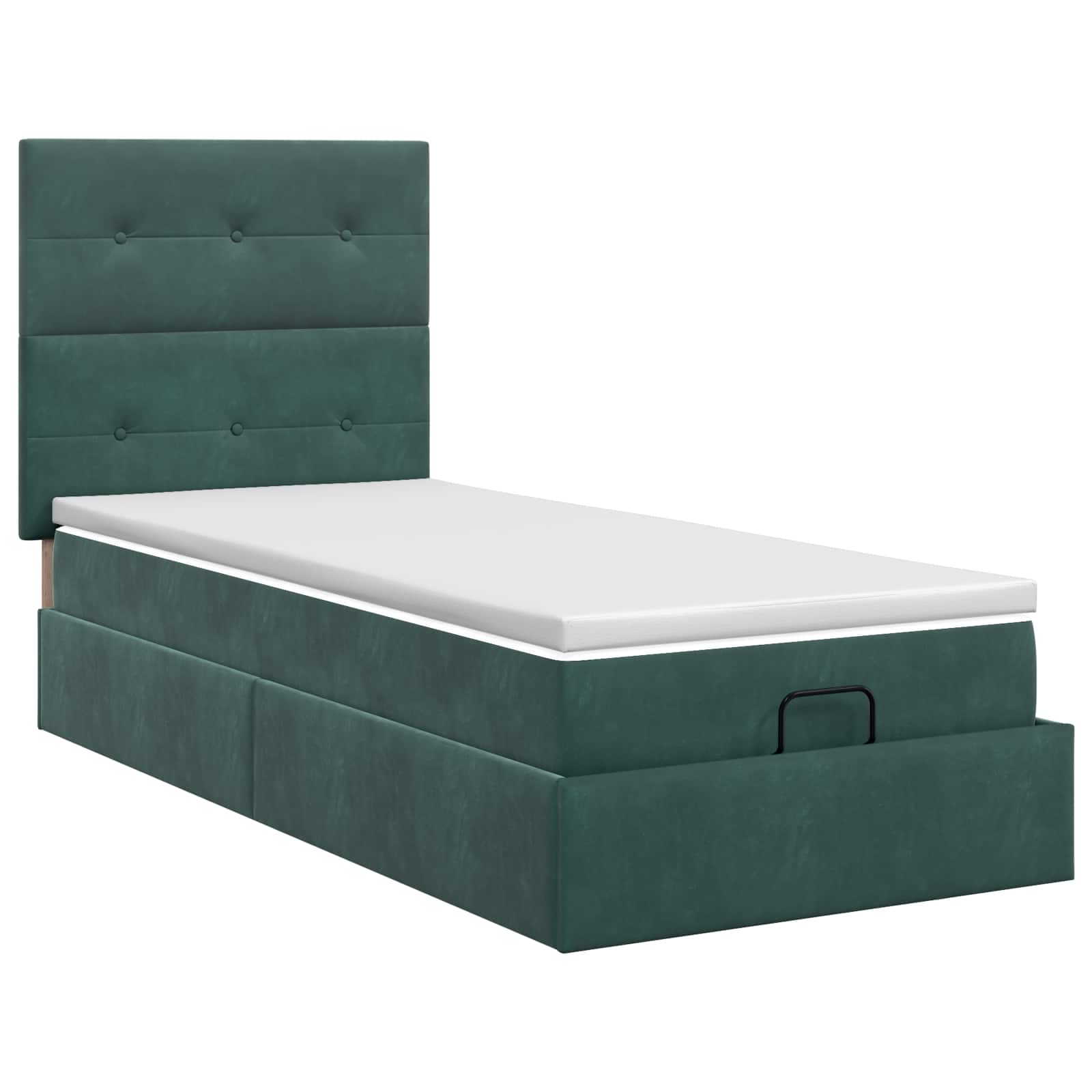 vidaXL Łóżko ottoman z materacem Ciemnozielony 80 x 200 cm Welur