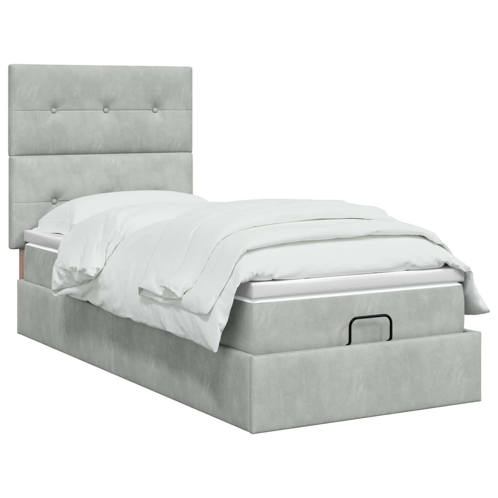 vidaXL Łóżko ottoman z materacem jasnoszary 90 x 190 cm Welur