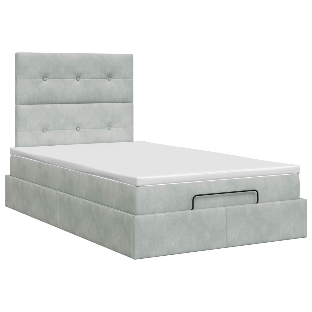 vidaXL Łóżko ottoman z materacem jasnoszary 120 x 190 cm Welur
