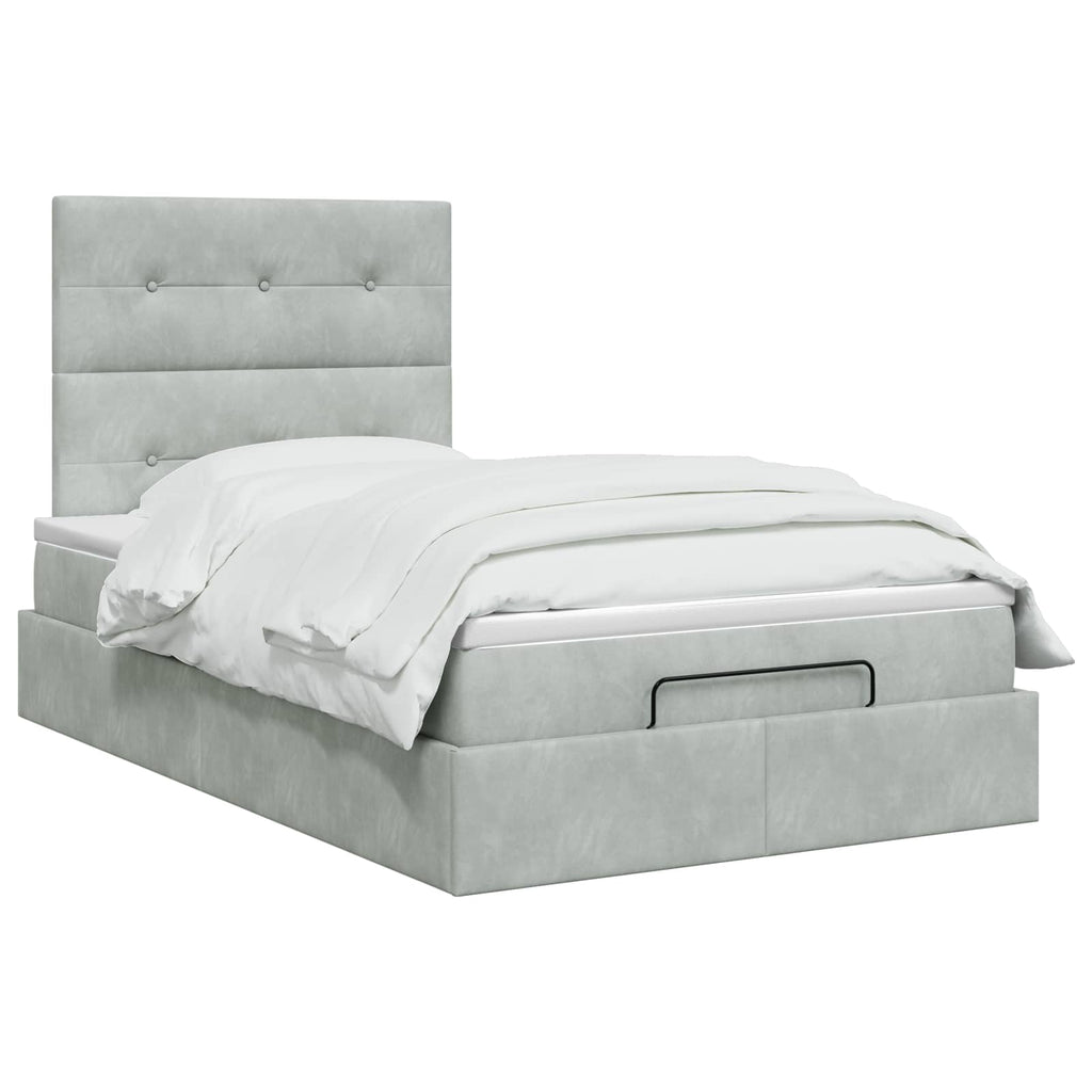 vidaXL Łóżko ottoman z materacem jasnoszary 120 x 190 cm Welur