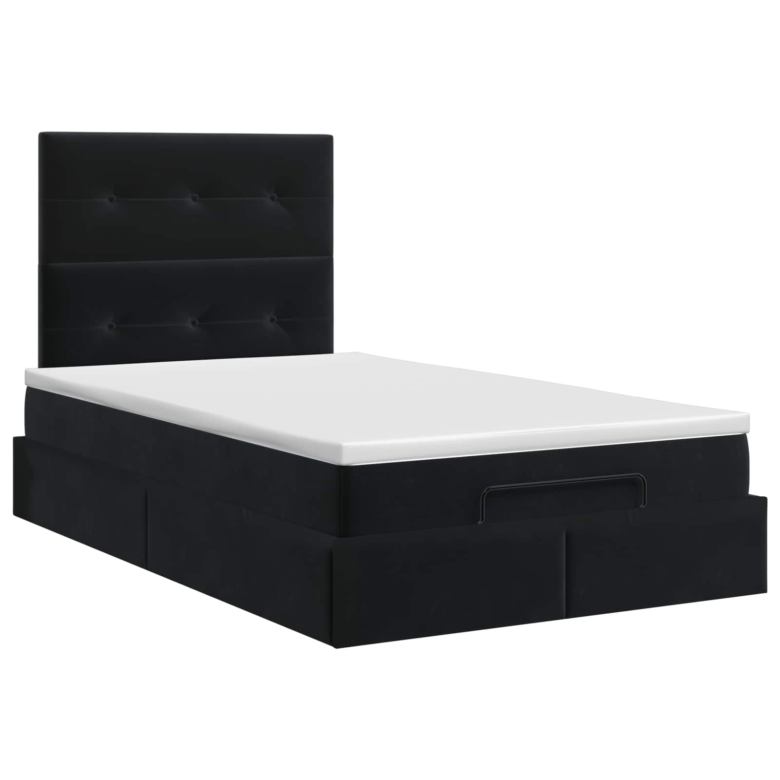 vidaXL Łóżko ottoman z materacem Czarny 120 x 190 cm Welur