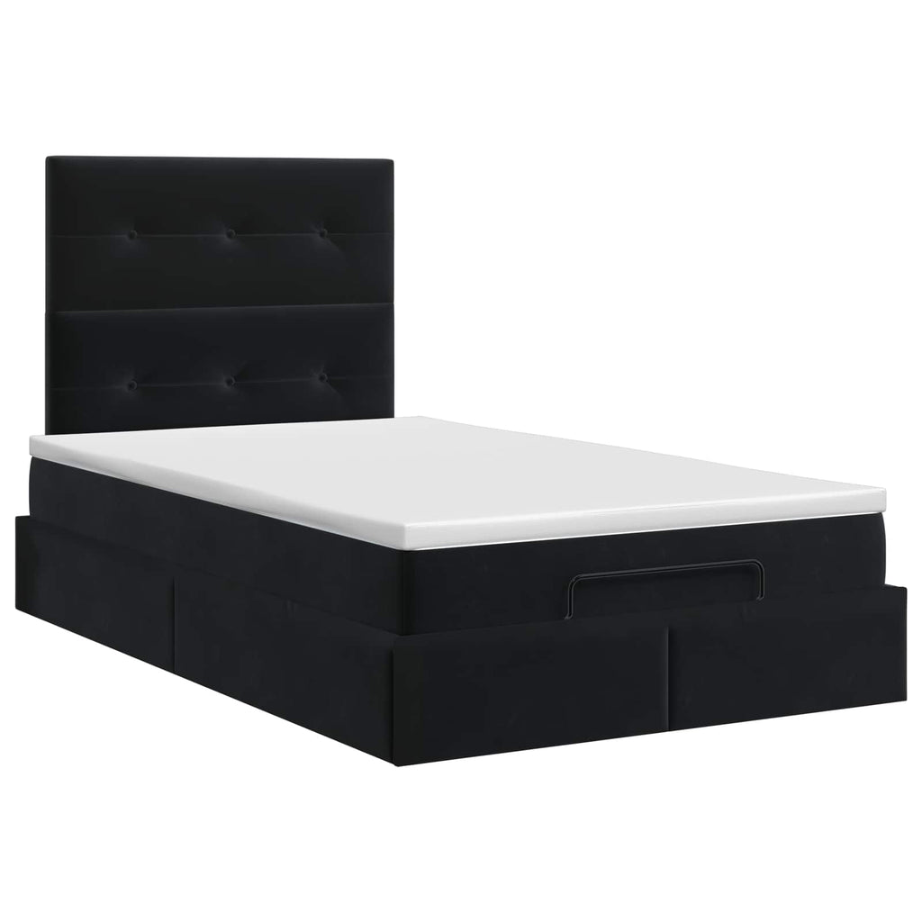 vidaXL Łóżko ottoman z materacem Czarny 120 x 200 cm Welur