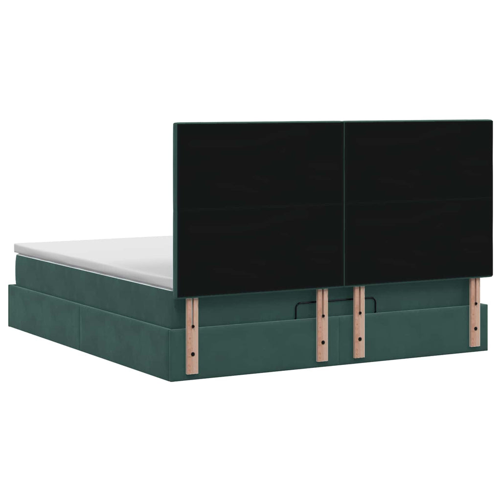 vidaXL Łóżko ottoman z materacem Ciemnozielony 160 x 200 cm Welur