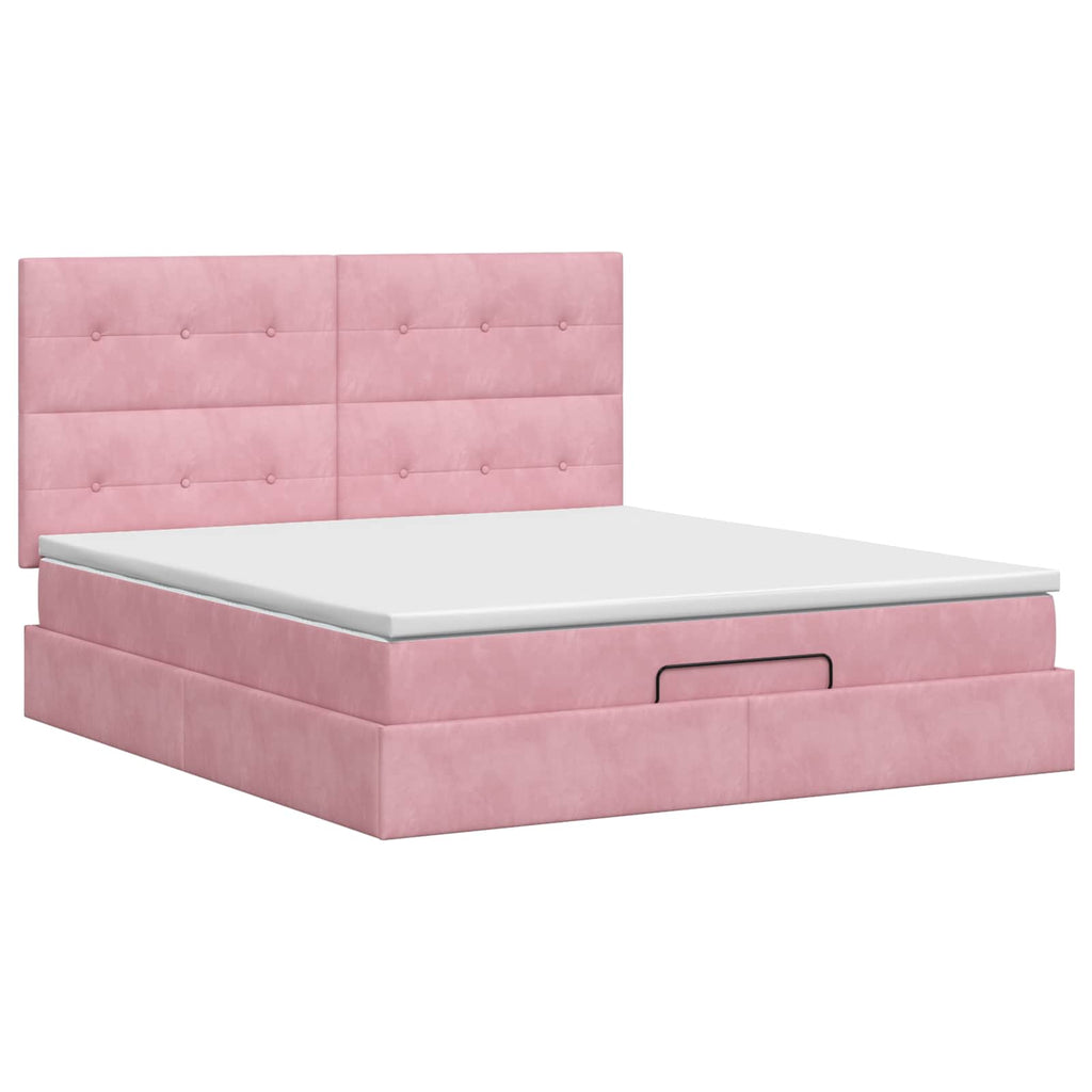 vidaXL Łóżko ottoman z materacem różowy 160 x 200 cm Welur