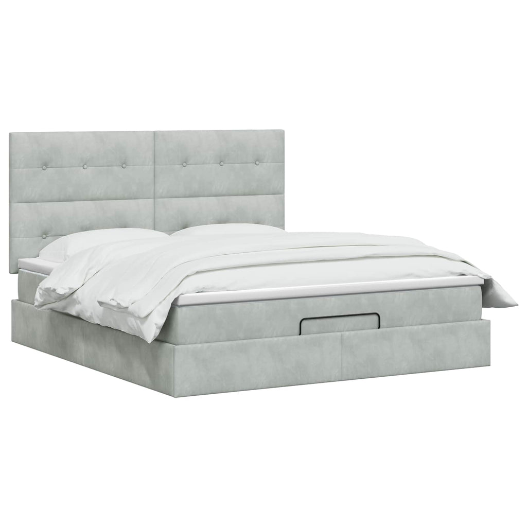 vidaXL Łóżko ottoman z materacem jasnoszary 180 x 200 cm Welur