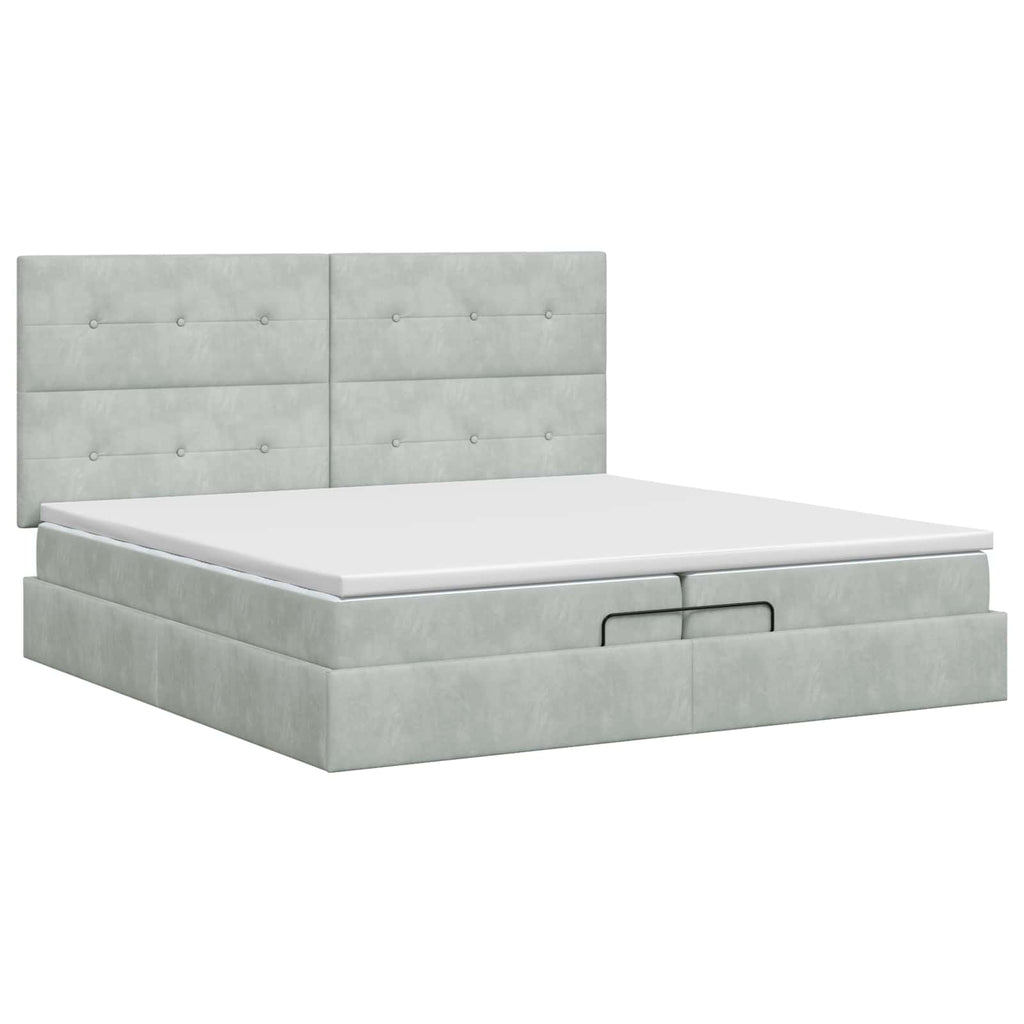 vidaXL Łóżko ottoman z materacem jasnoszary 200 x 200 cm Welur