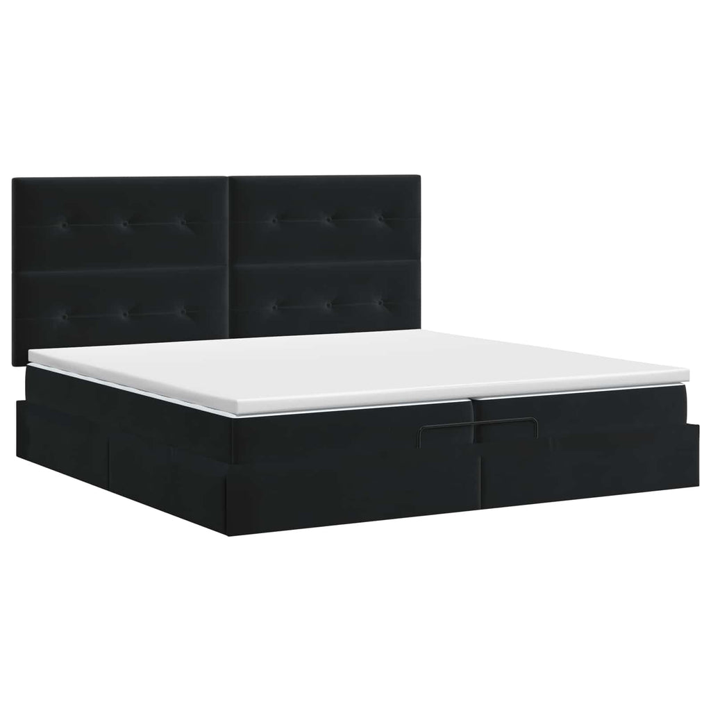 vidaXL Łóżko ottoman z materacem Czarny 200 x 200 cm Welur