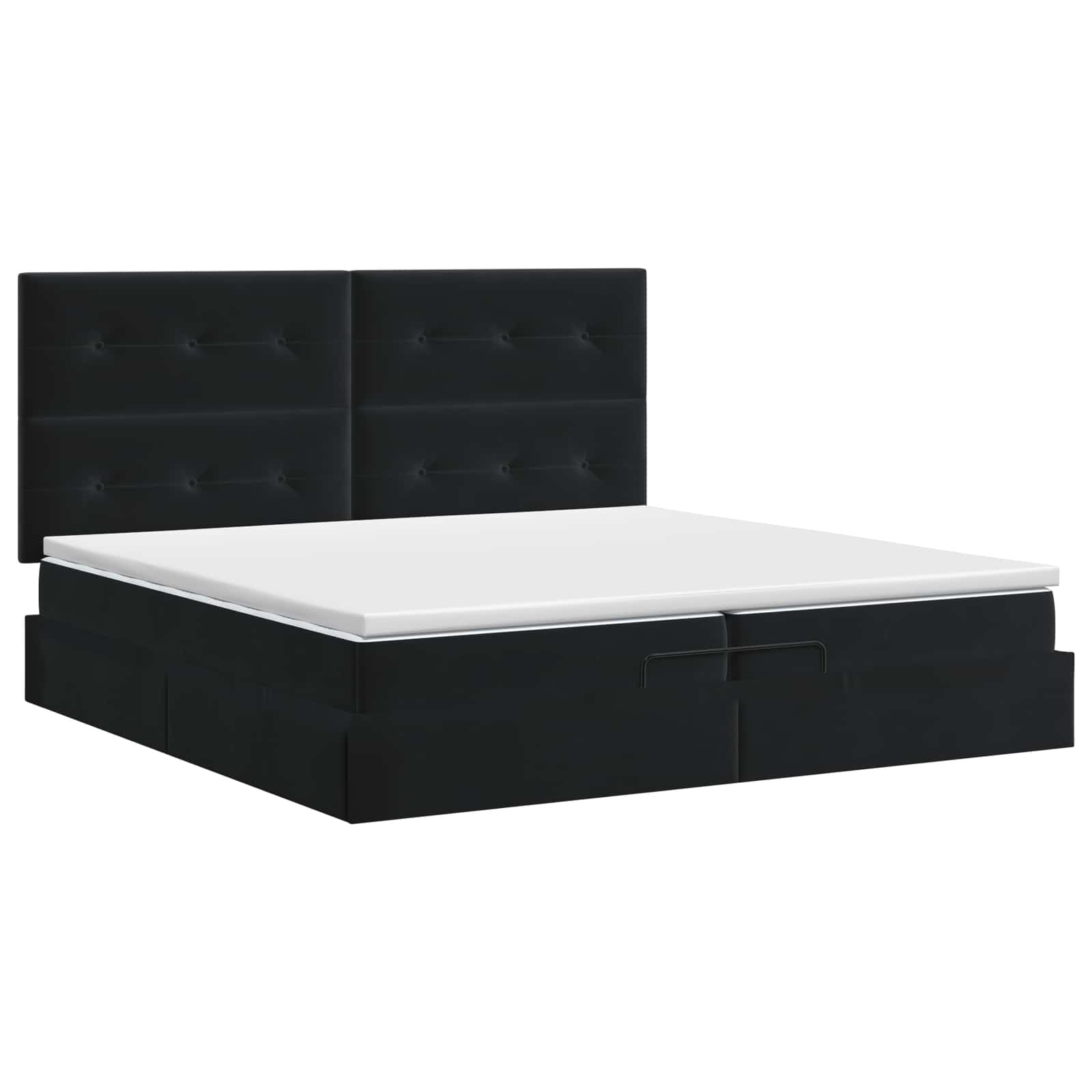vidaXL Łóżko ottoman z materacem Czarny 200 x 200 cm Welur
