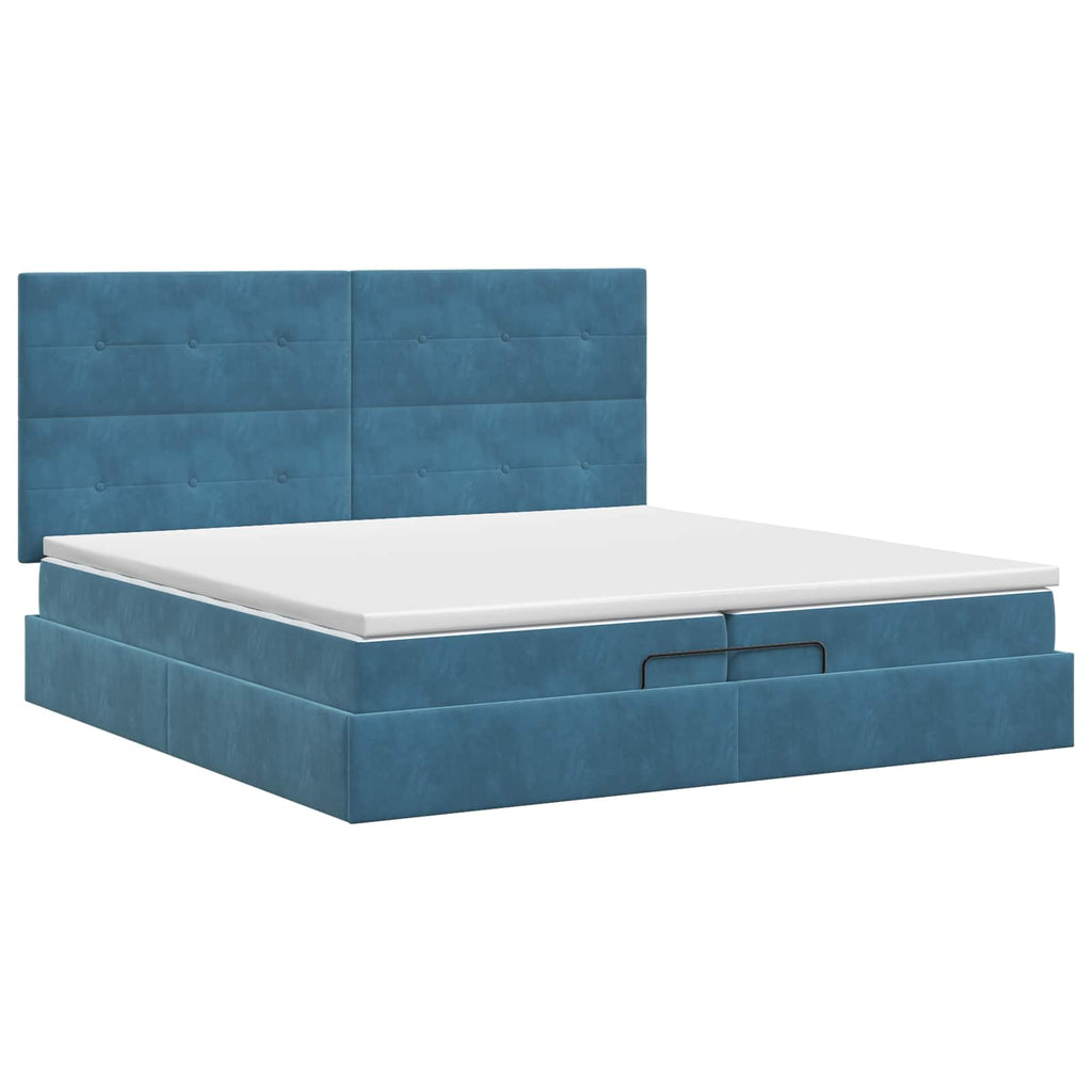 vidaXL Łóżko ottoman z materacem Ciemnoniebieski 200 x 200 cm Welur