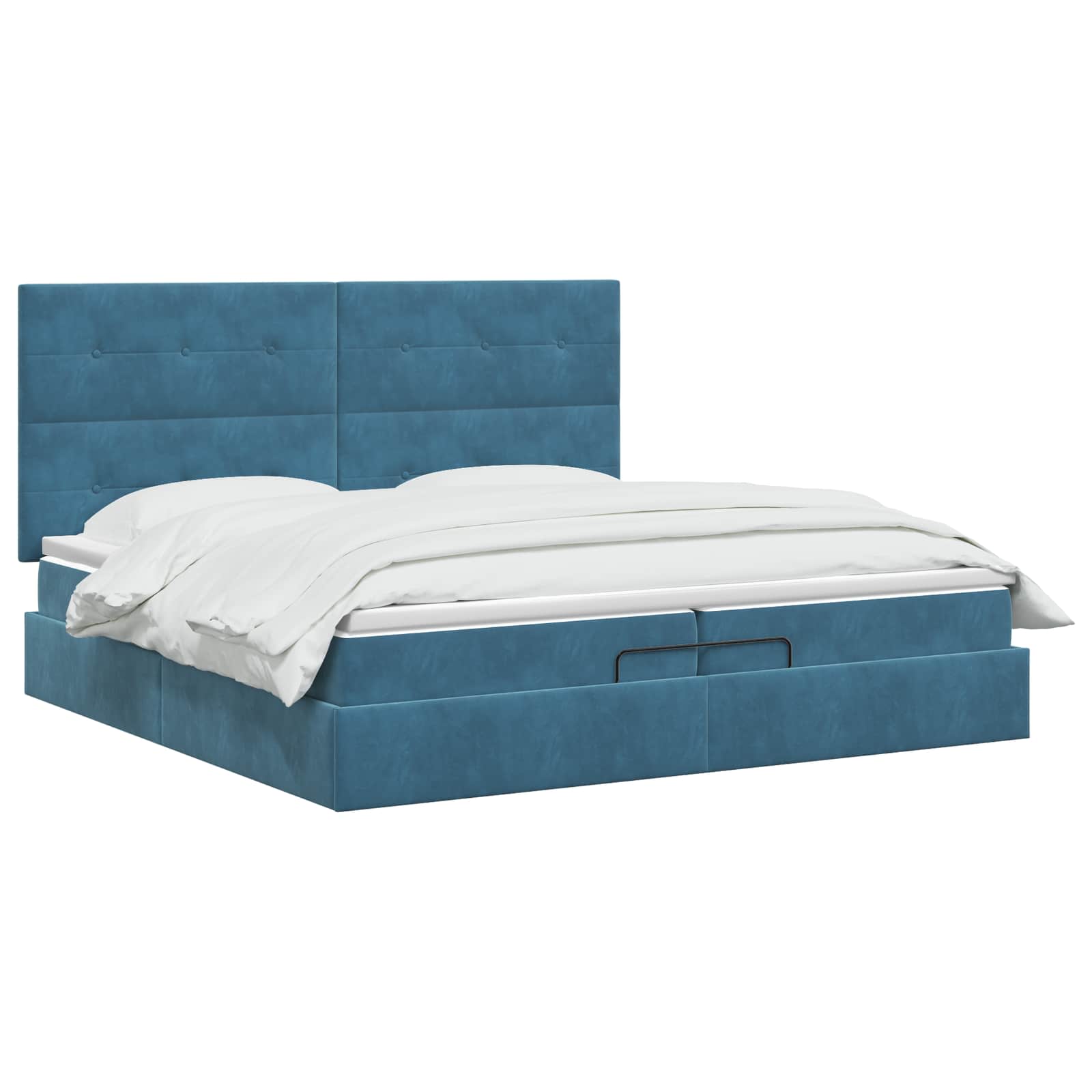 vidaXL Łóżko ottoman z materacem Ciemnoniebieski 200 x 200 cm Welur
