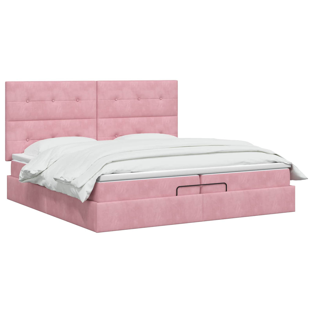 vidaXL Łóżko ottoman z materacem różowy 200 x 200 cm Welur
