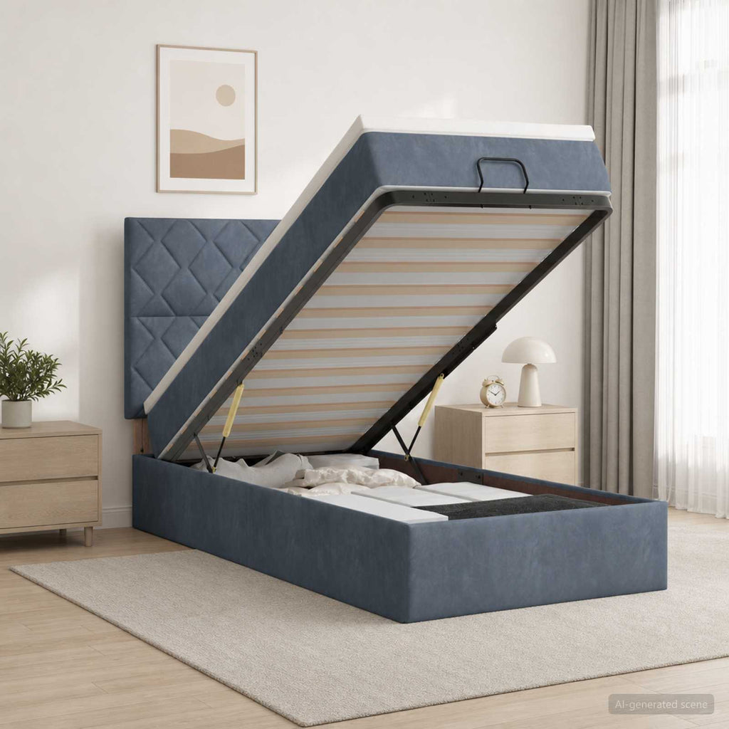 vidaXL Łóżko ottoman z materacem ciemnoszary 100 x 200 cm Welur