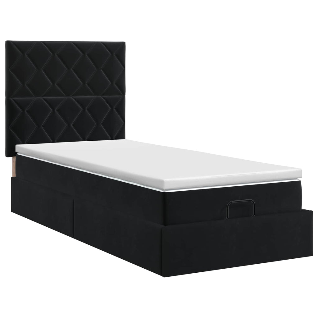 vidaXL Łóżko ottoman z materacem Z zagłówkiem Czarny 80 x 200 cm Welur