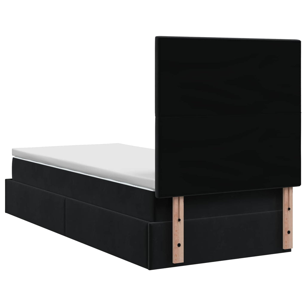 vidaXL Łóżko ottoman z materacem Z zagłówkiem Czarny 80 x 200 cm Welur