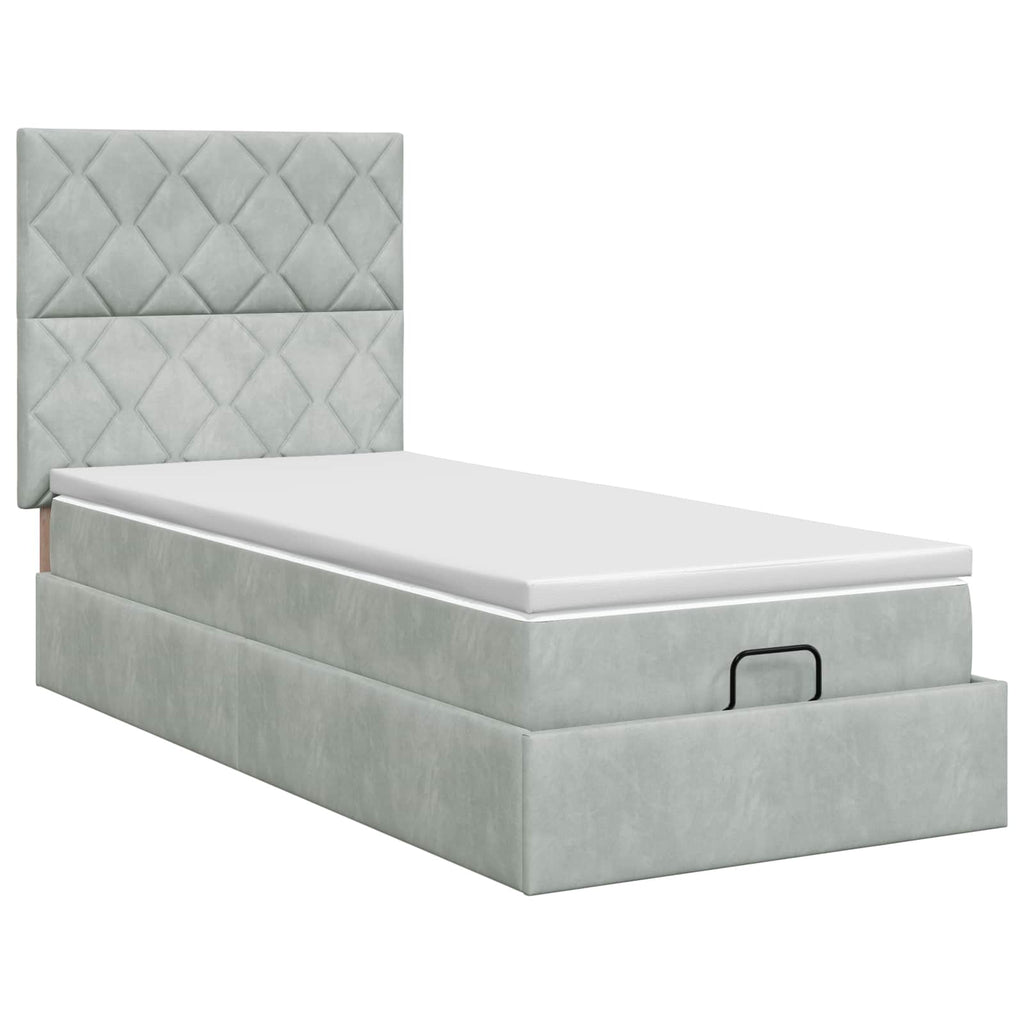 vidaXL Łóżko ottoman z materacem jasnoszary 90 x 190 cm Welur
