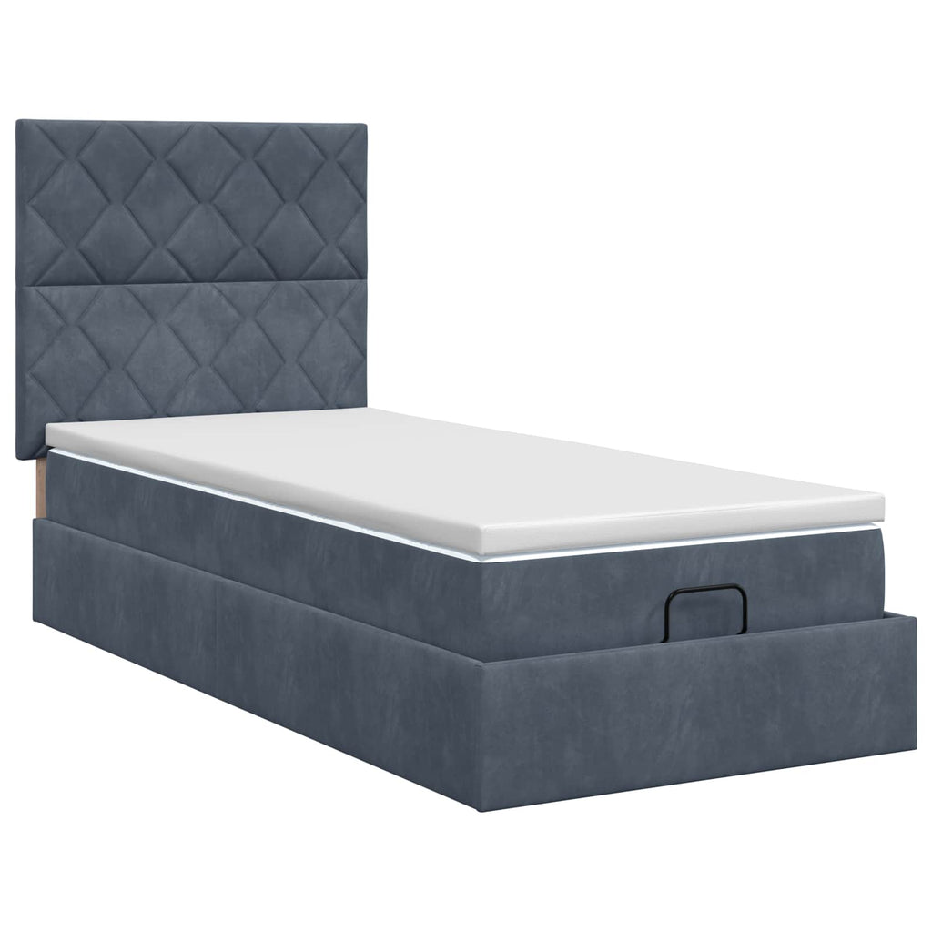 vidaXL Łóżko ottoman z materacem ciemnoszary 90 x 190 cm Welur