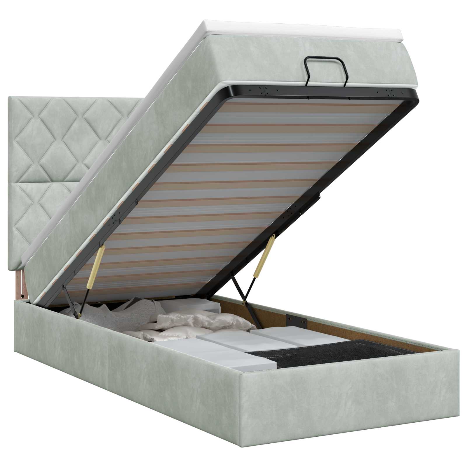 vidaXL Łóżko ottoman z materacem jasnoszary 90 x 200 cm Welur