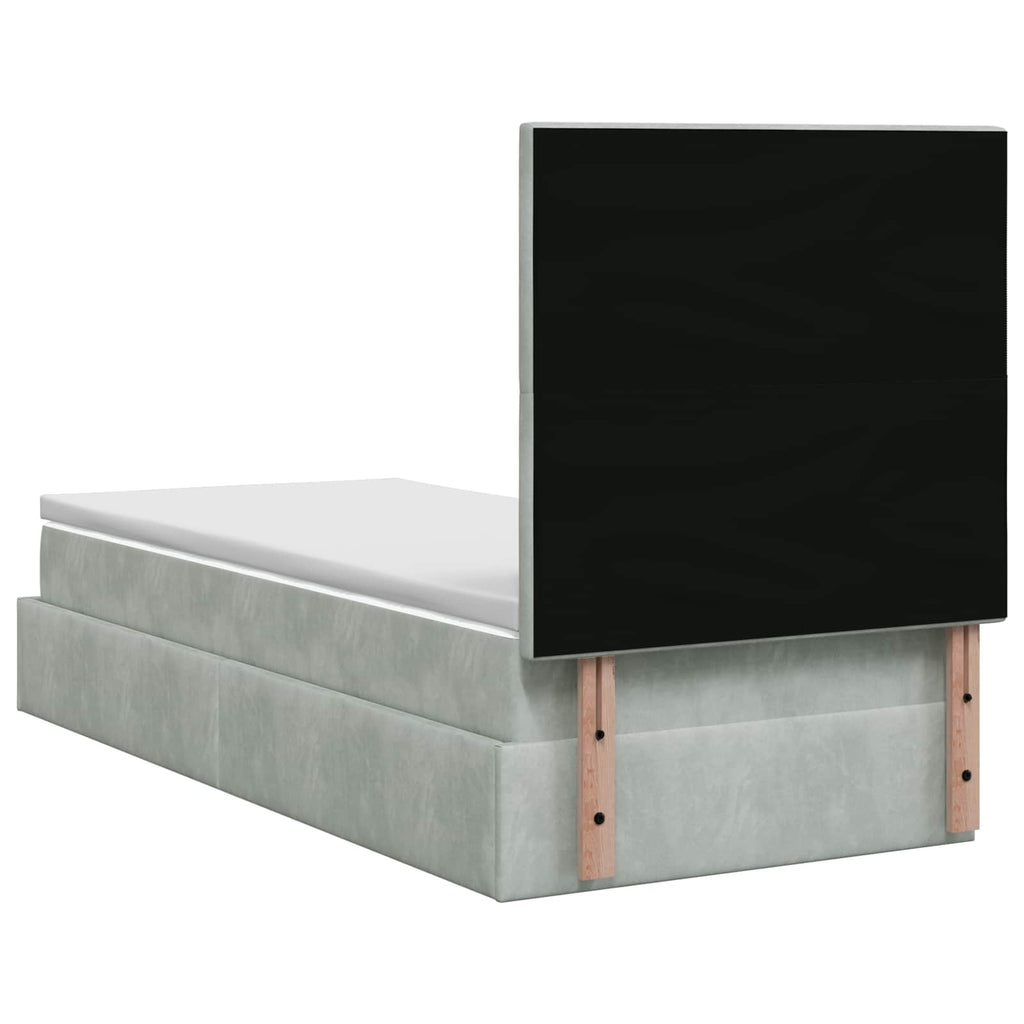vidaXL Łóżko ottoman z materacem jasnoszary 100 x 200 cm Welur