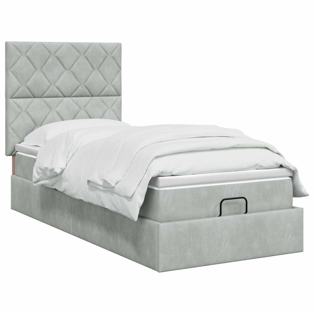 vidaXL Łóżko ottoman z materacem jasnoszary 100 x 200 cm Welur