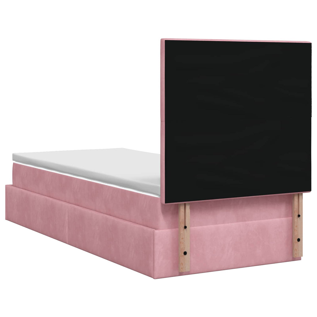 vidaXL Łóżko ottoman z materacem różowy 100 x 200 cm Welur