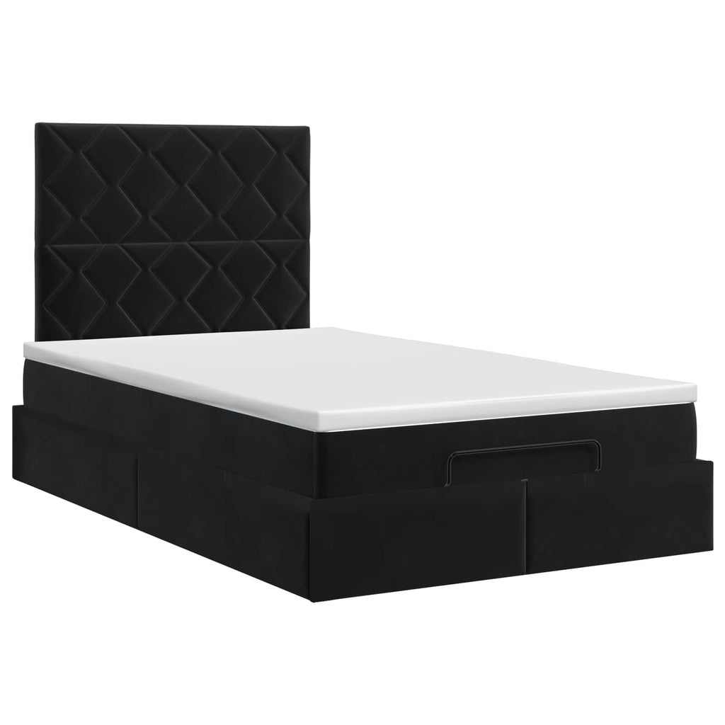 vidaXL Łóżko ottoman z materacem Czarny 120 x 190 cm Welur