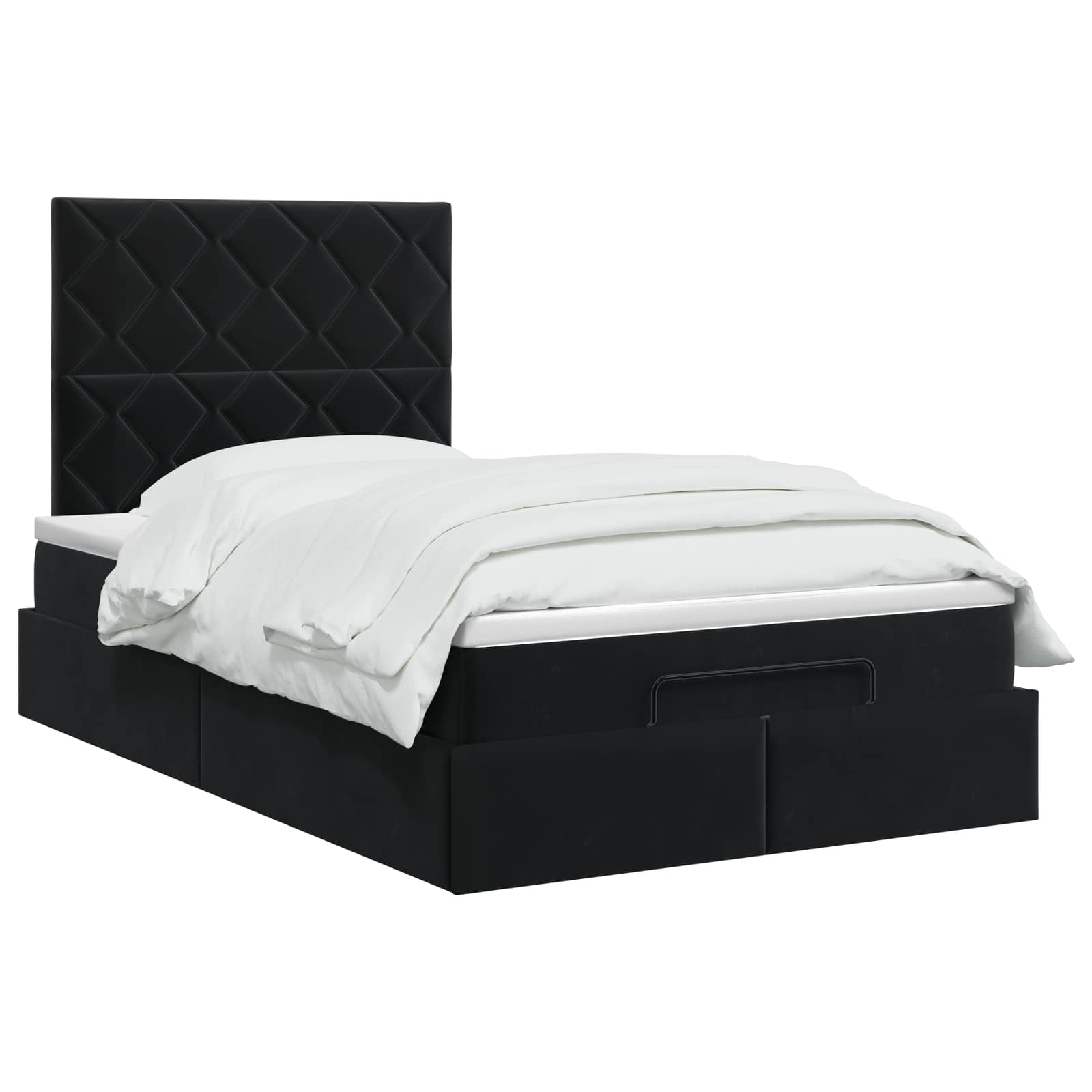 vidaXL Łóżko ottoman z materacem Czarny 120 x 190 cm Welur