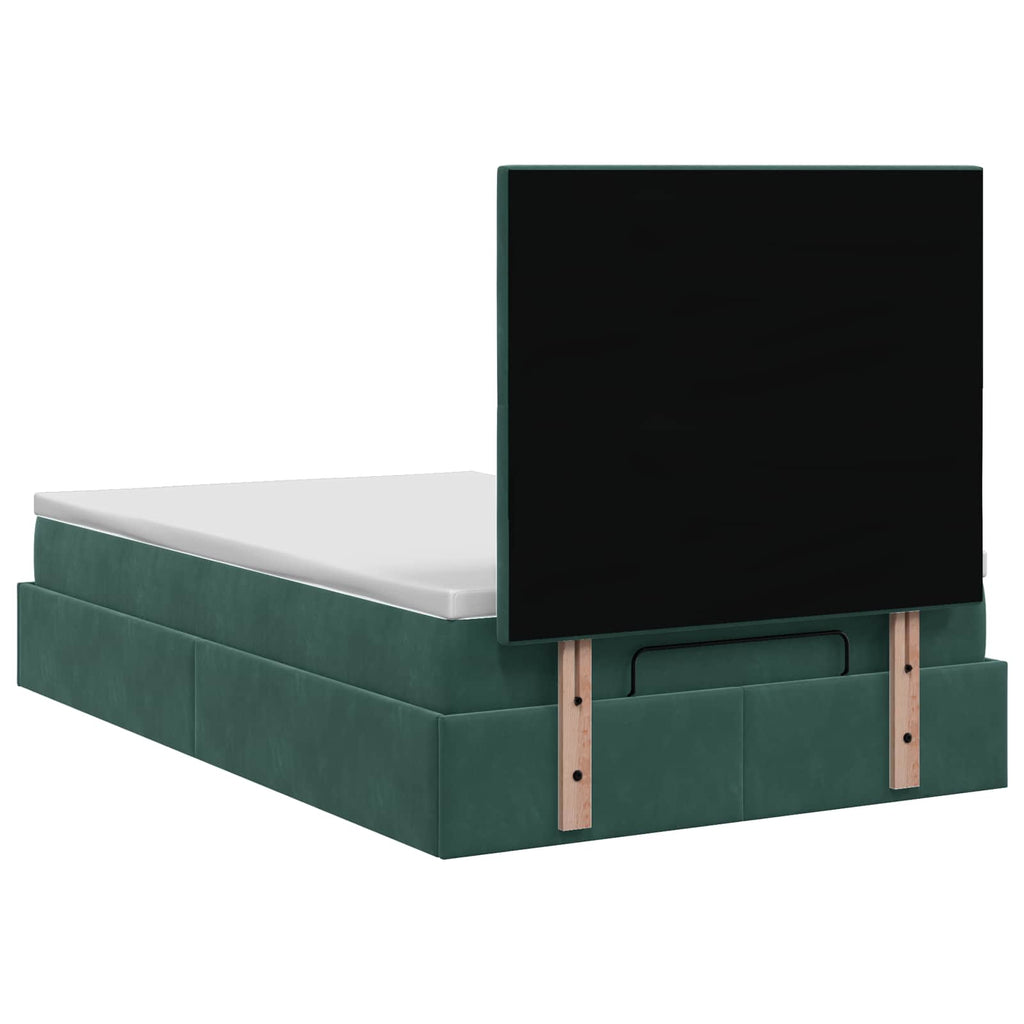vidaXL Łóżko ottoman z materacem Ciemnozielony 120 x 190 cm Welur