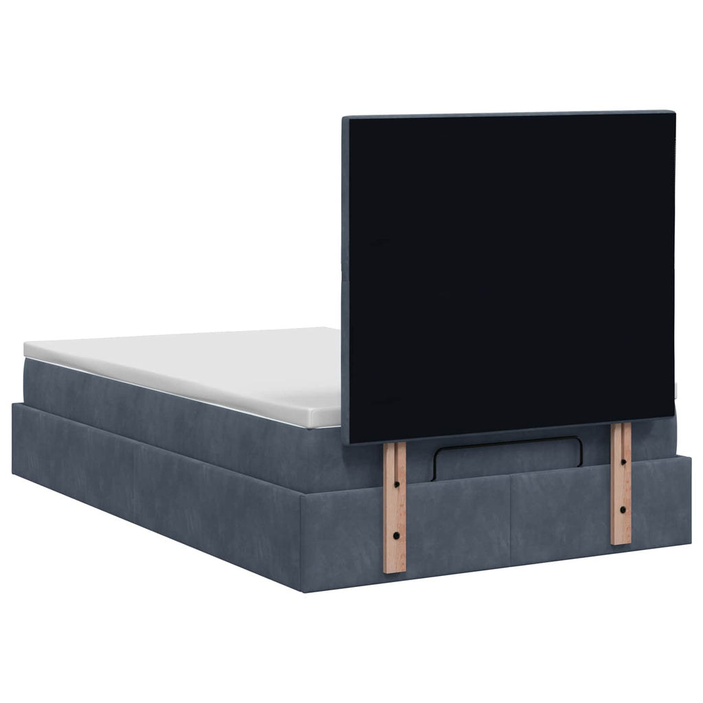 vidaXL Łóżko ottoman z materacem ciemnoszary 120 x 200 cm Welur