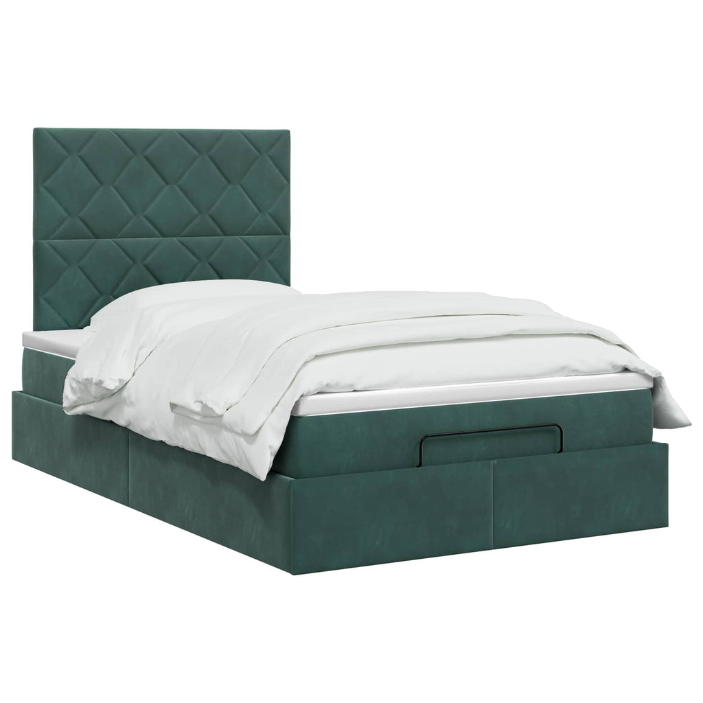vidaXL Łóżko ottoman z materacem Ciemnozielony 120 x 200 cm Welur