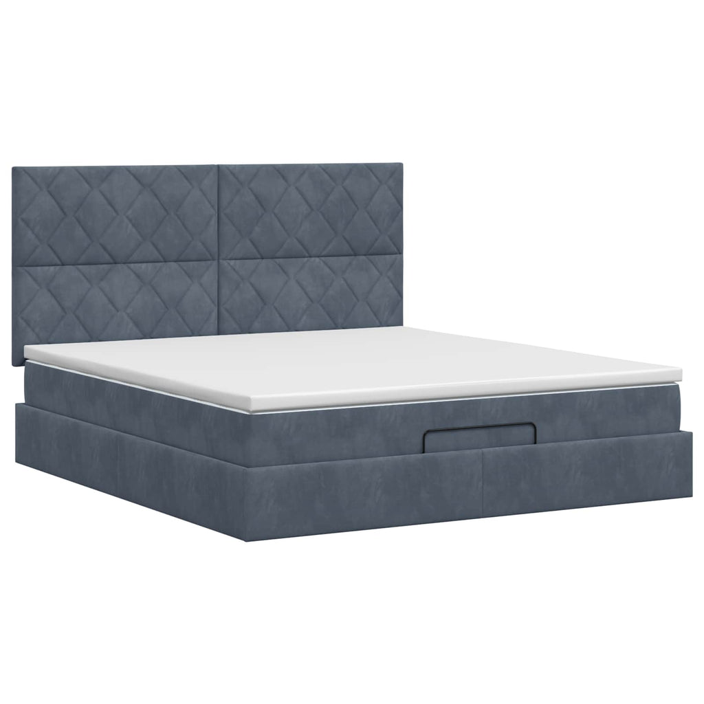 vidaXL Łóżko ottoman z materacem ciemnoszary 140 x 190 cm Welur