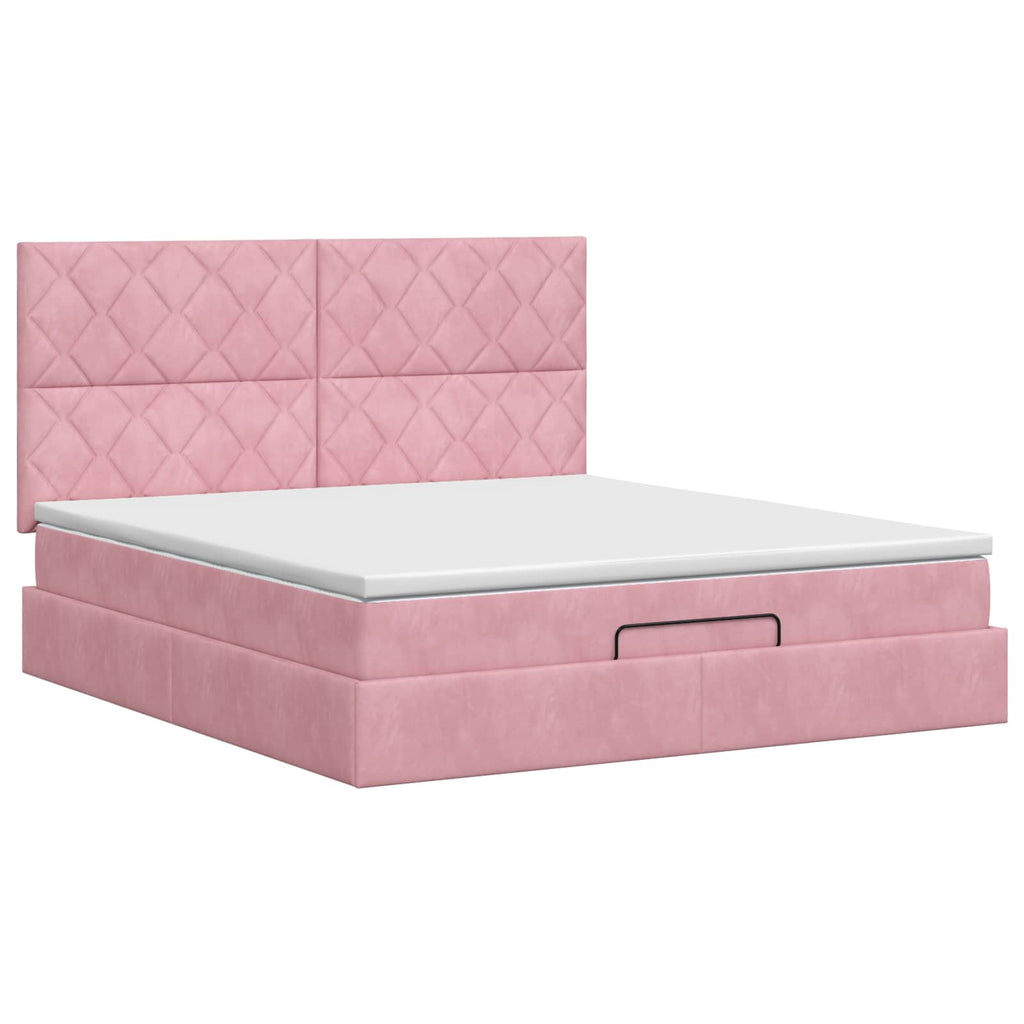 vidaXL Łóżko ottoman z materacem różowy 160 x 200 cm Welur