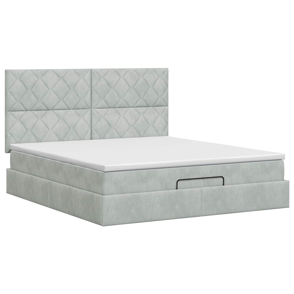 vidaXL Łóżko ottoman z materacem jasnoszary 180 x 200 cm Welur