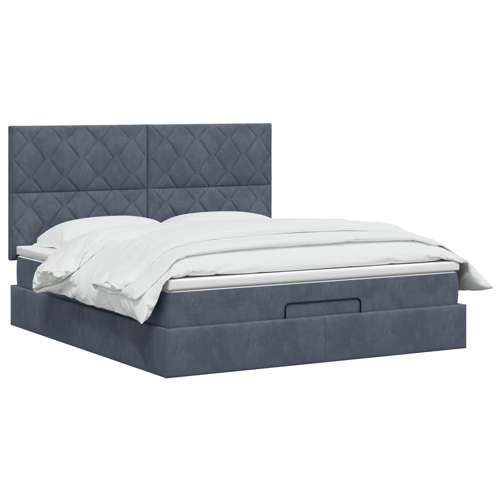 vidaXL Łóżko ottoman z materacem ciemnoszary 180 x 200 cm Welur