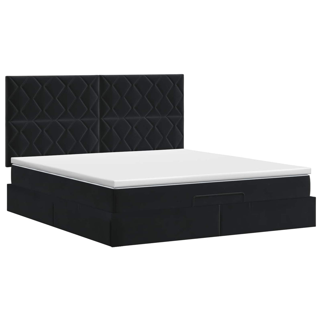vidaXL Łóżko ottoman z materacem Czarny 180 x 200 cm Welur